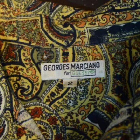 Georges Marciano Men's Summer Shirt Button Up‎ Print Party Beach Shirt Size 2 - Picture 5 of 8
